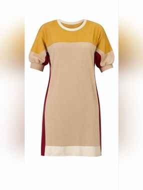 Miu Miu Beige, Mustard & Rose Colorblock Mini Dress